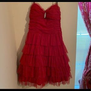 Red Formal Dress Size 13/14 Strapless